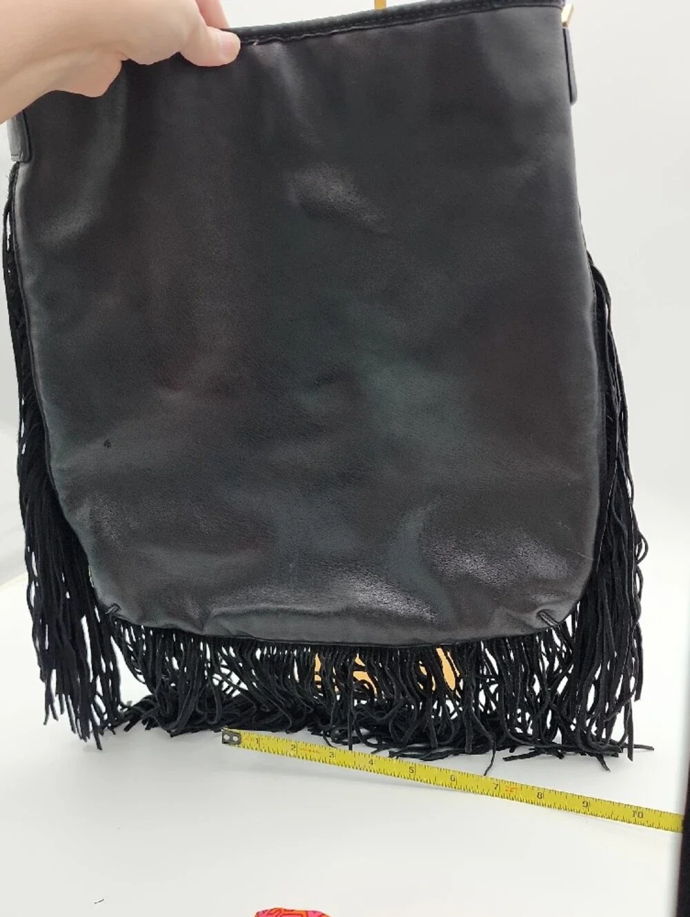 Tory Burch Black Fringe Leather Shoulder Bag With Cover Bag